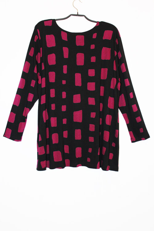 Langarmshirt mit zwei seitlichen Einschnitten und Knöpfe, Jersey, Rechtecke