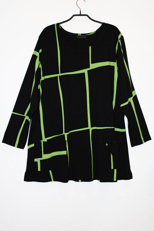 Langarm-Tunika mit zwei asymm. Taschen, Gitter