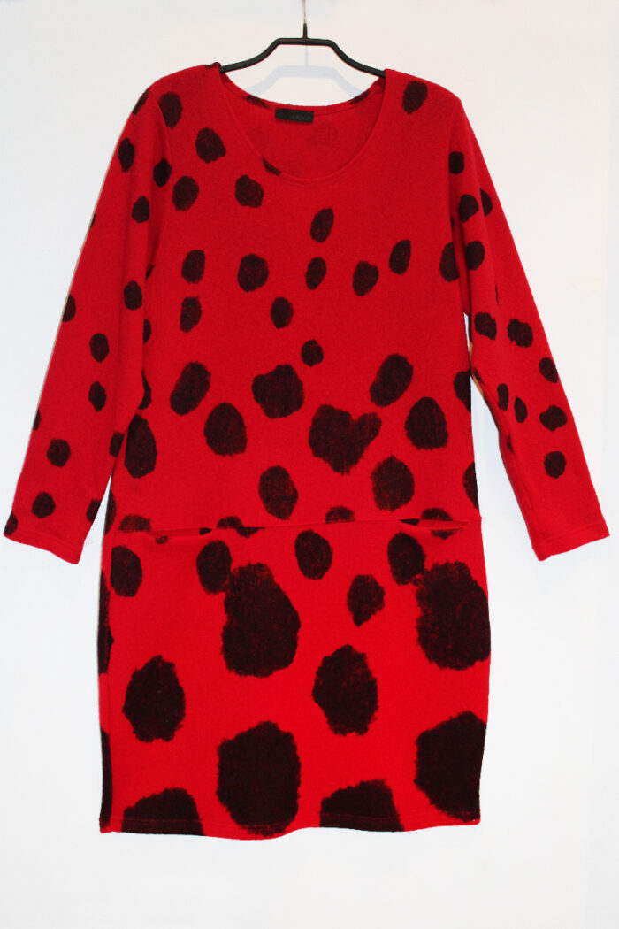 Kleid, rot, gepunktet